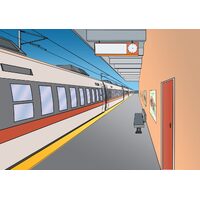 station platform, intended as a Manga background, Clip Studio Paint