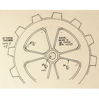 Gear detail, intended as a web page watermark, ink on beige art paper