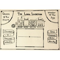 Land leviathan luggage label, ink on beige art paper