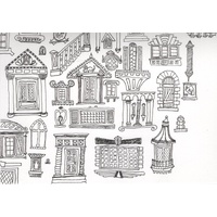 A selection of doors and windows, fine liner pens on art paper