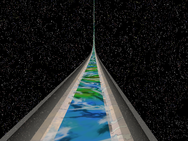 Above the atmosphere, looking along the orbital